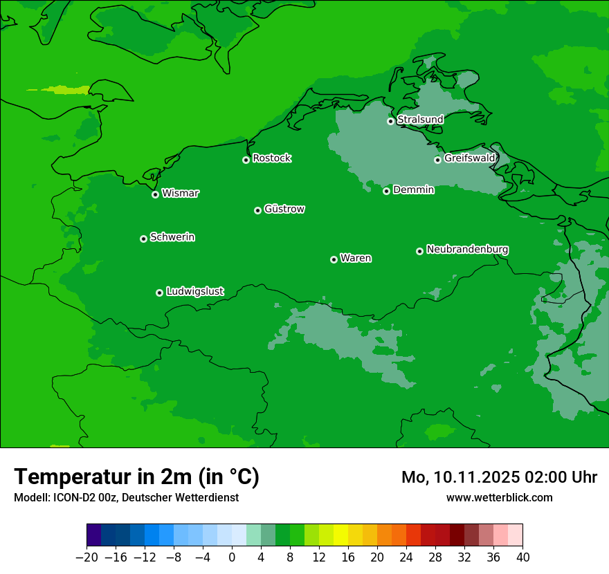 Modellkarten Temperatur