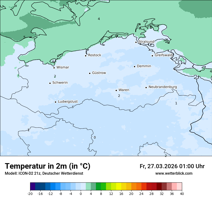 Modellkarte ICON-D2 – t2m – mv