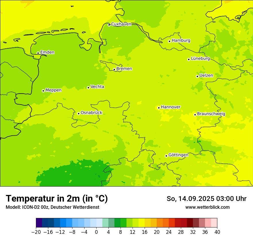 Modellkarten Temperatur