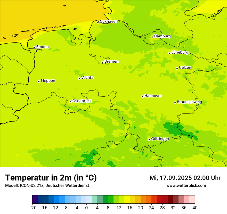 Modellkarten Temperatur