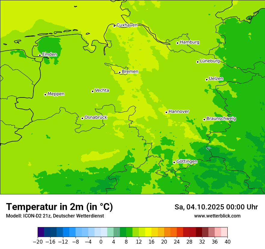Modellkarten Temperatur