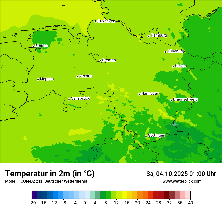 Modellkarten Temperatur