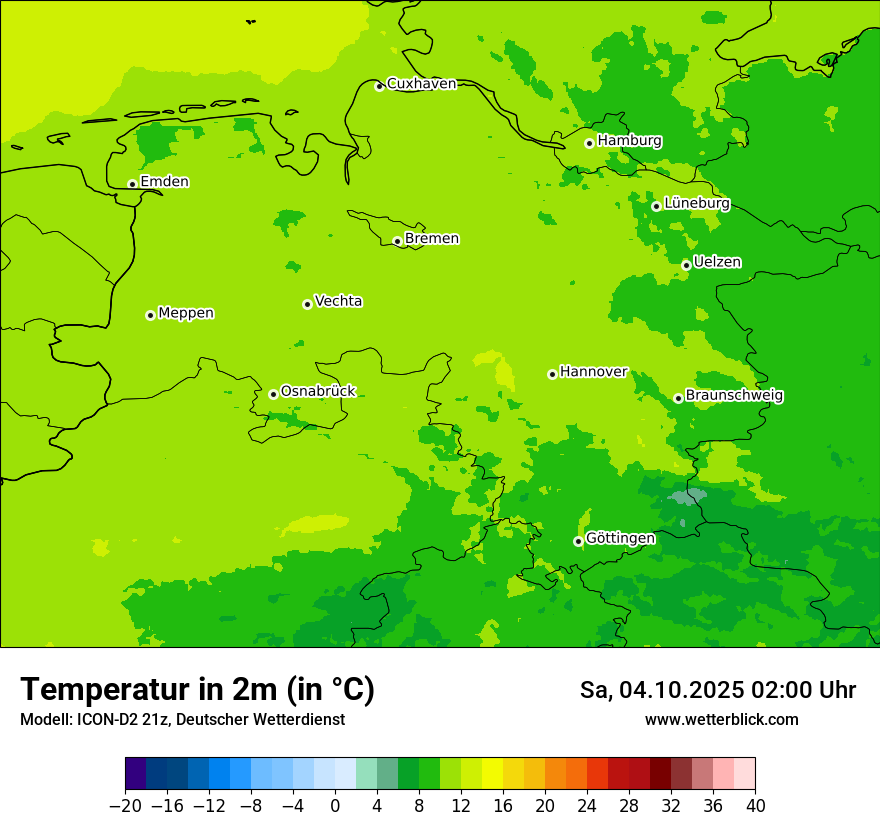 Modellkarten Temperatur