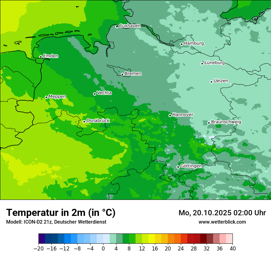 Modellkarten Temperatur