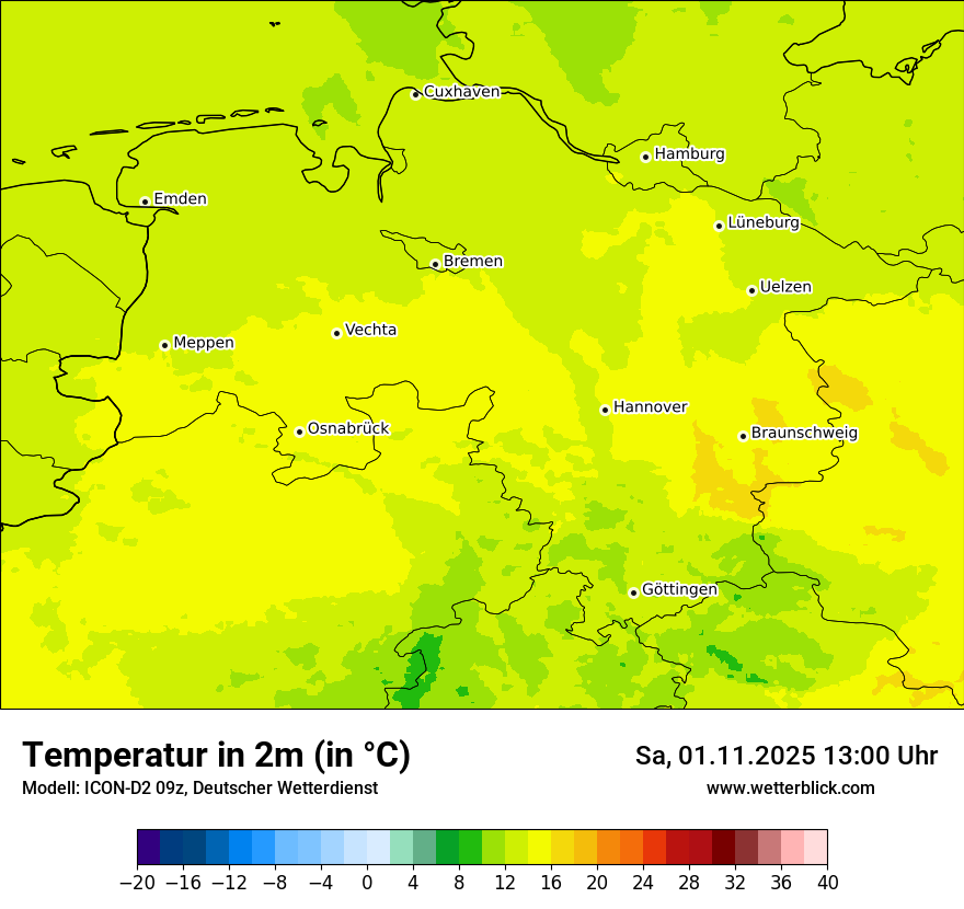 Modellkarten Temperatur