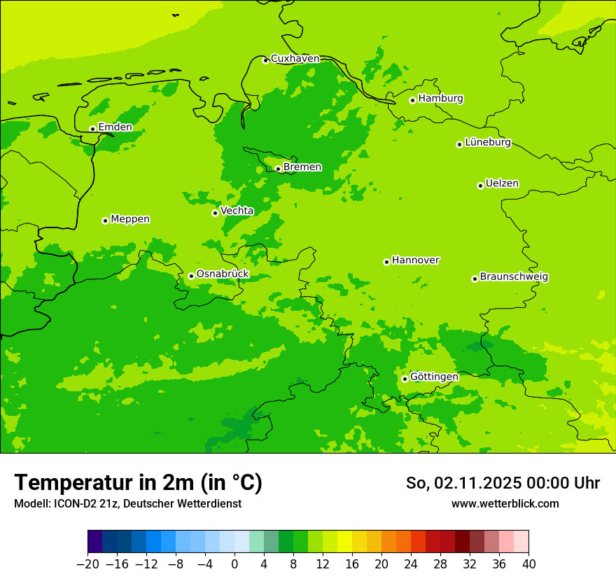 Modellkarten Temperatur