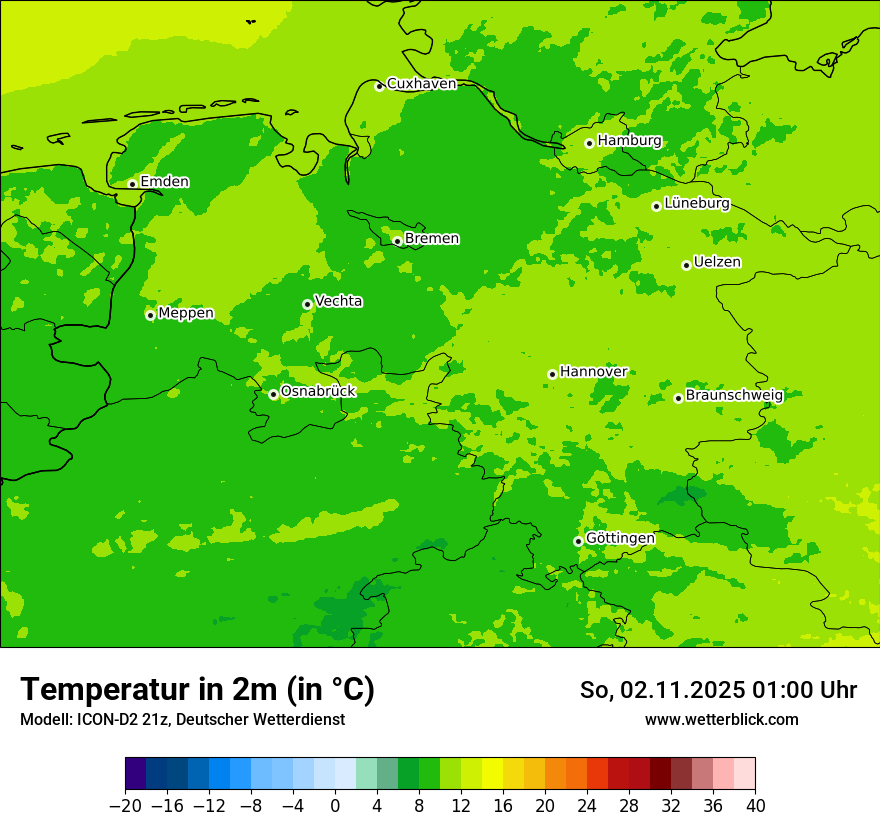 Modellkarten Temperatur