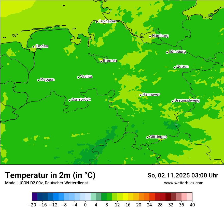 Modellkarten Temperatur