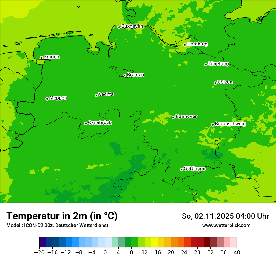 Modellkarten Temperatur