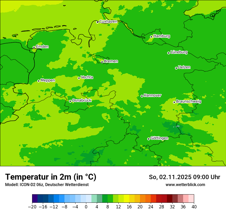 Modellkarten Temperatur