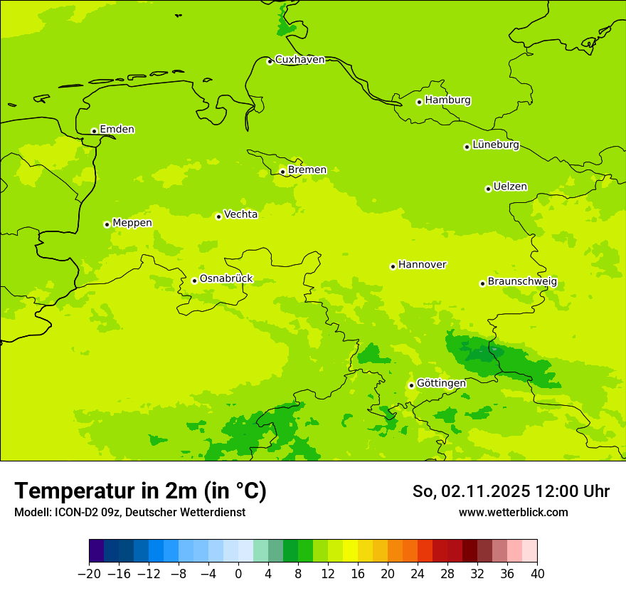 Modellkarten Temperatur