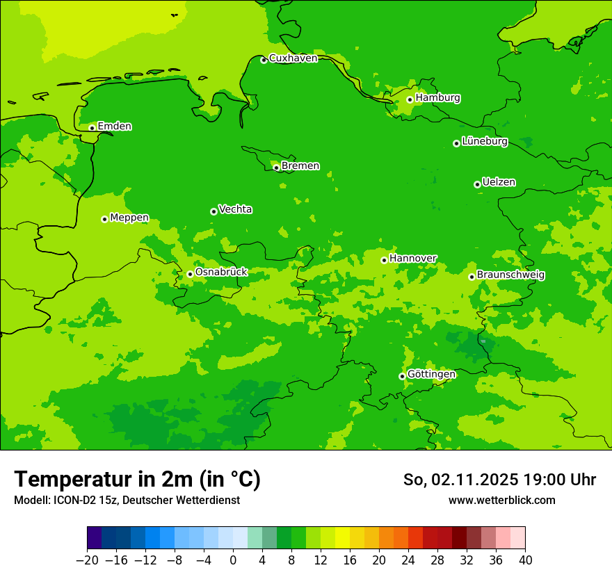 Modellkarten Temperatur