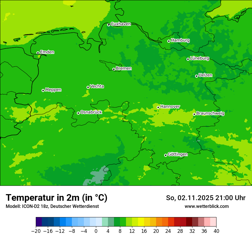 Modellkarten Temperatur