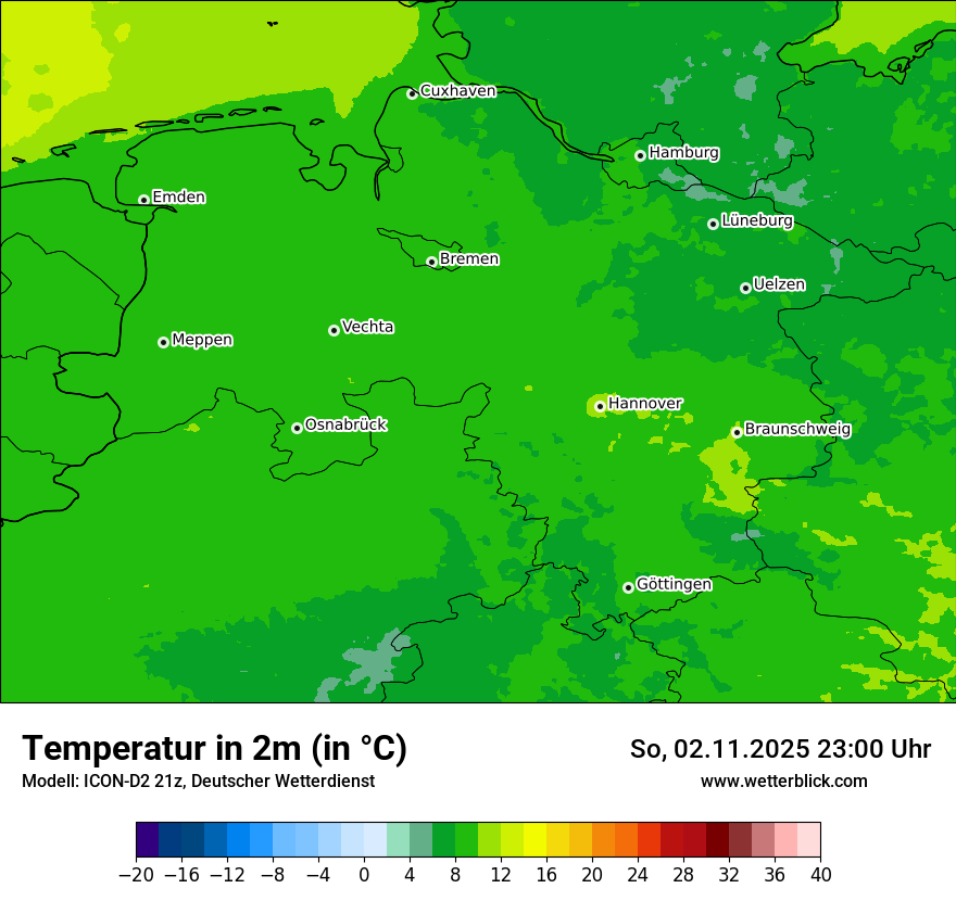 Modellkarten Temperatur