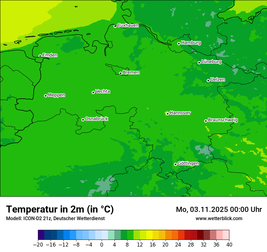 Modellkarten Temperatur