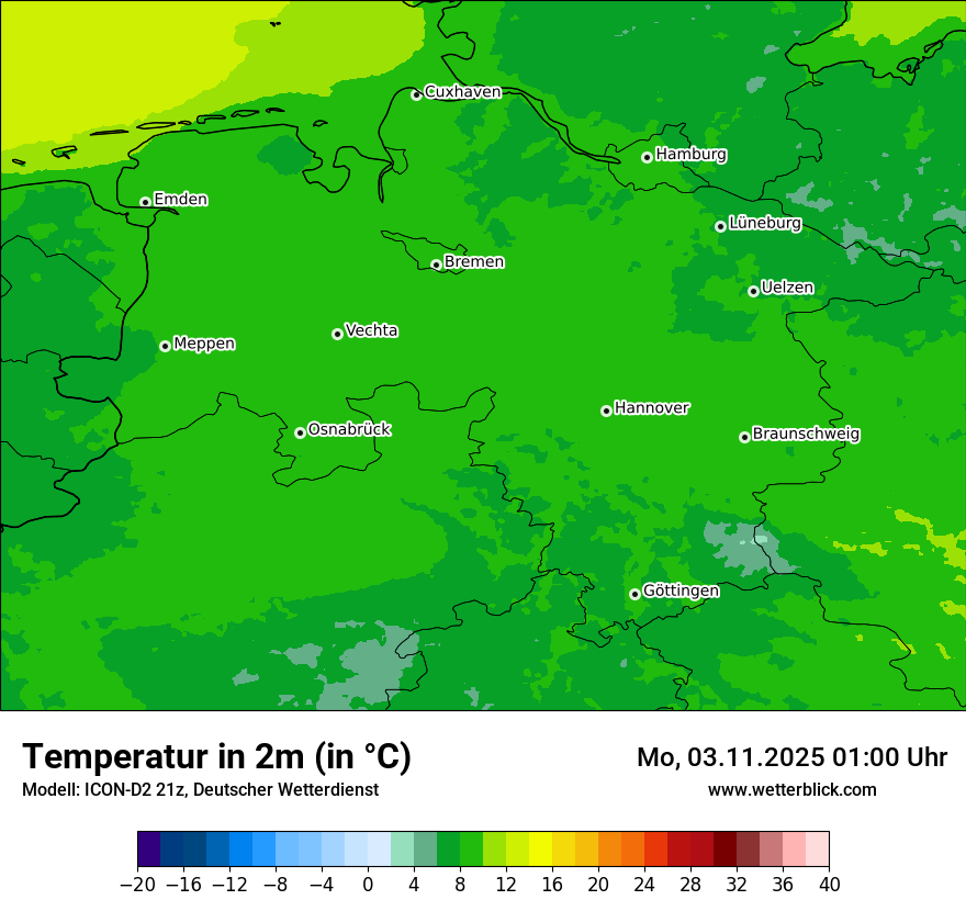 Modellkarten Temperatur