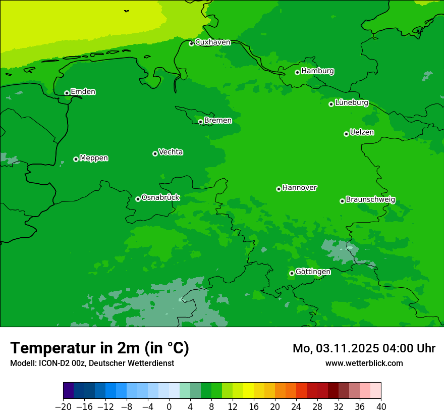 Modellkarten Temperatur