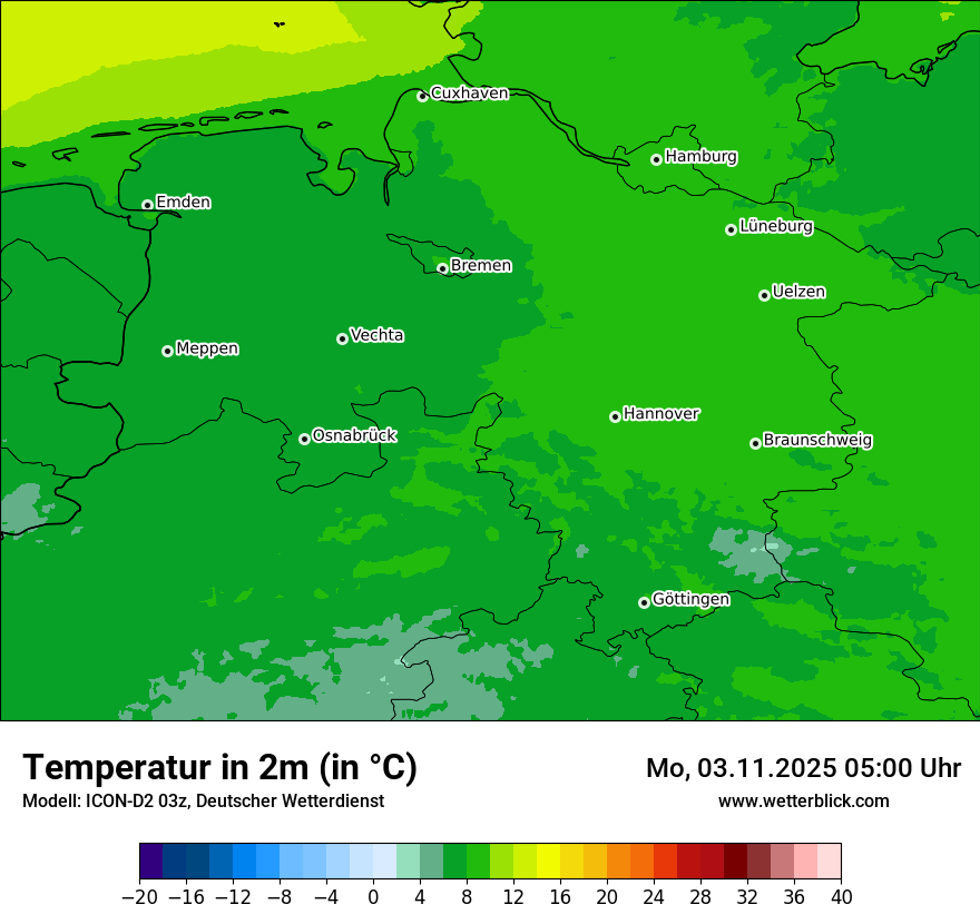 Modellkarten Temperatur