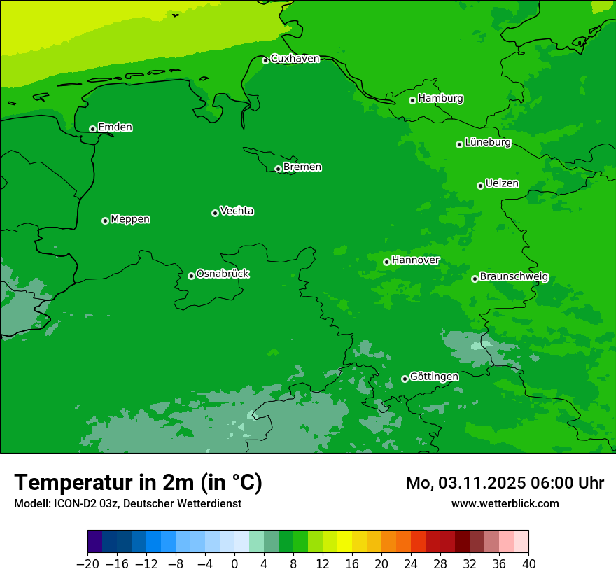 Modellkarten Temperatur