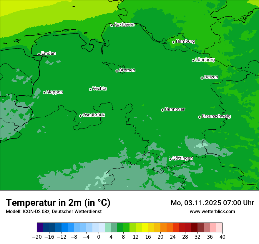 Modellkarten Temperatur