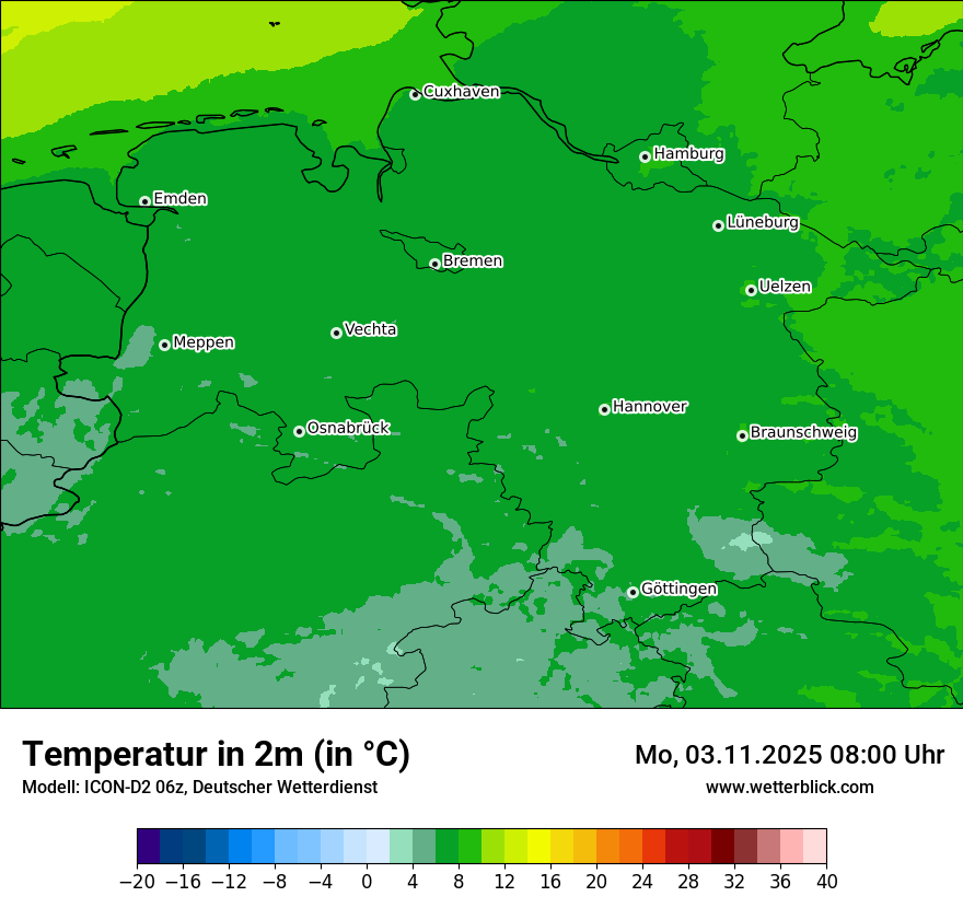 Modellkarten Temperatur