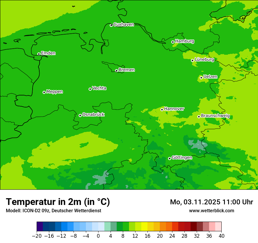 Modellkarten Temperatur