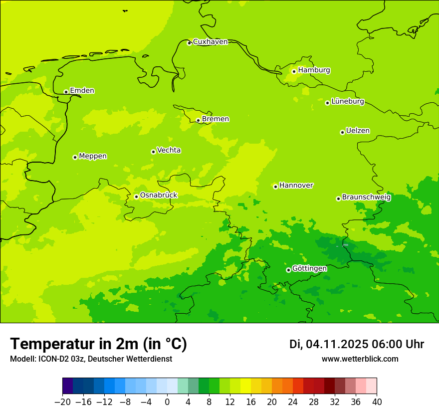 Modellkarten Temperatur