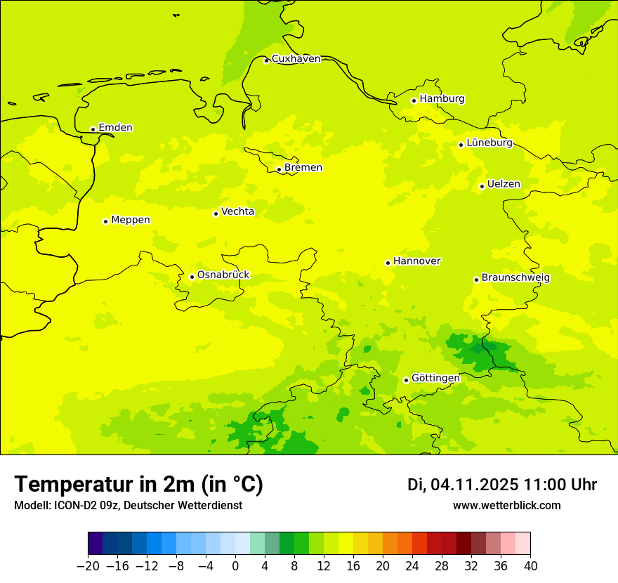 Modellkarten Temperatur