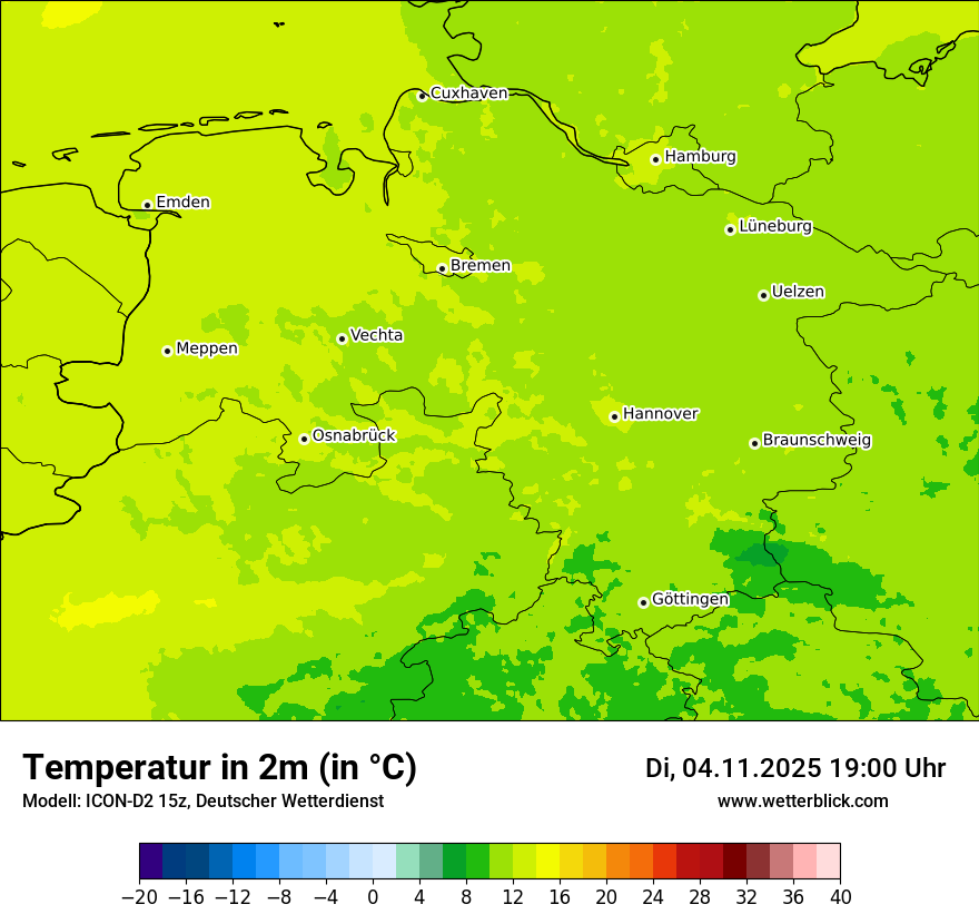 Modellkarten Temperatur