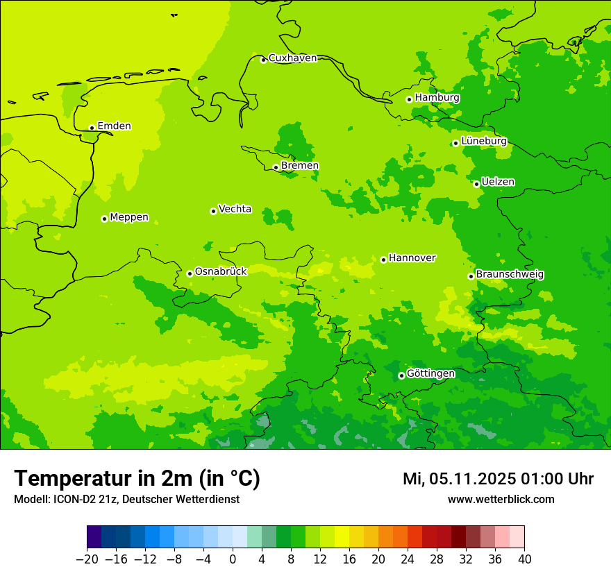 Modellkarten Temperatur