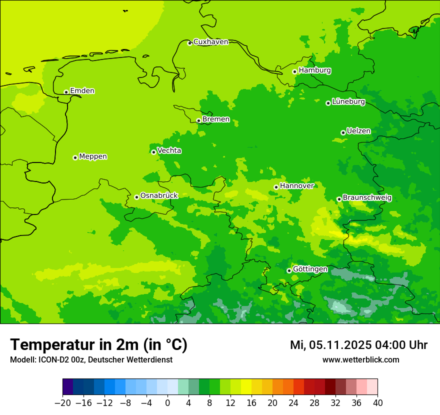 Modellkarten Temperatur