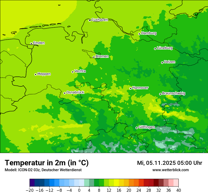 Modellkarten Temperatur