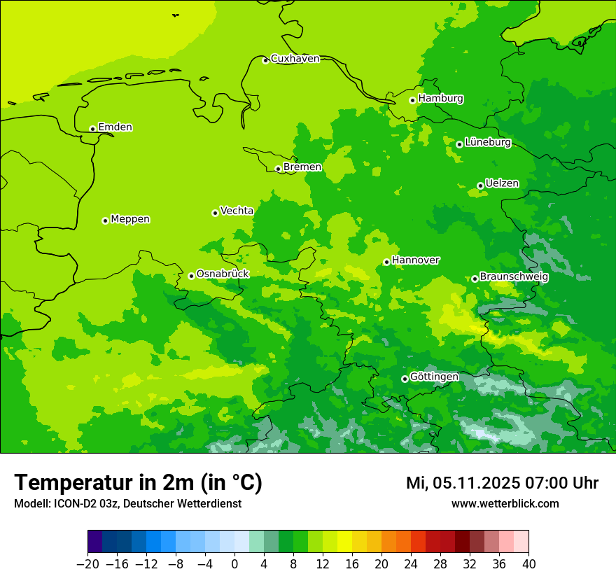 Modellkarten Temperatur