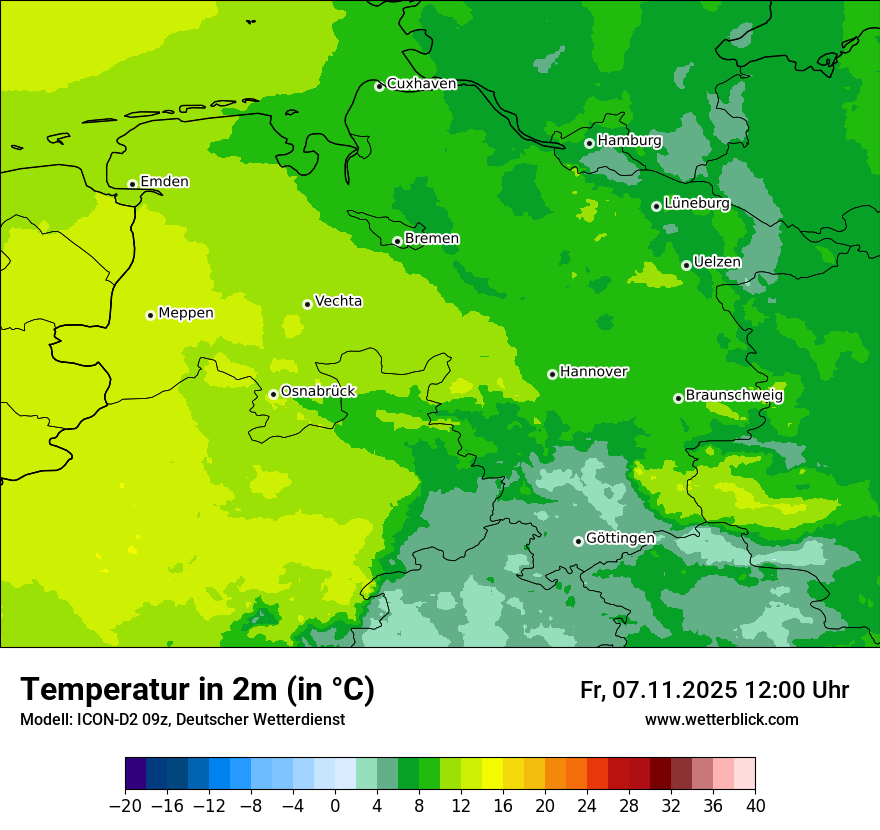 Modellkarten Temperatur