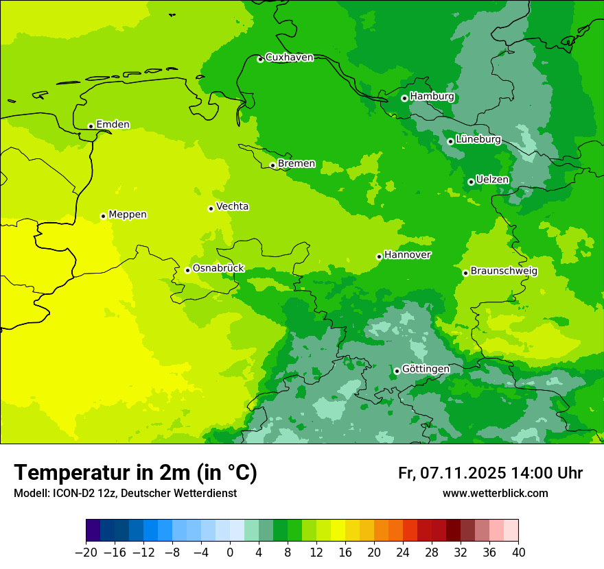 Modellkarten Temperatur