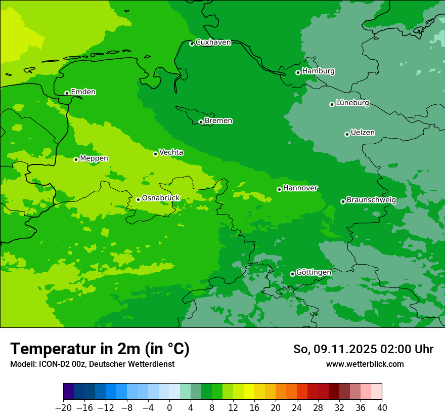 Modellkarten Temperatur