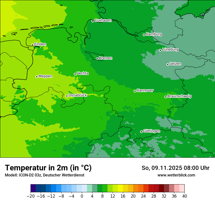 Modellkarten Temperatur