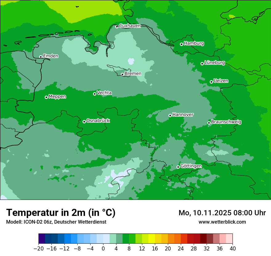 Modellkarten Temperatur