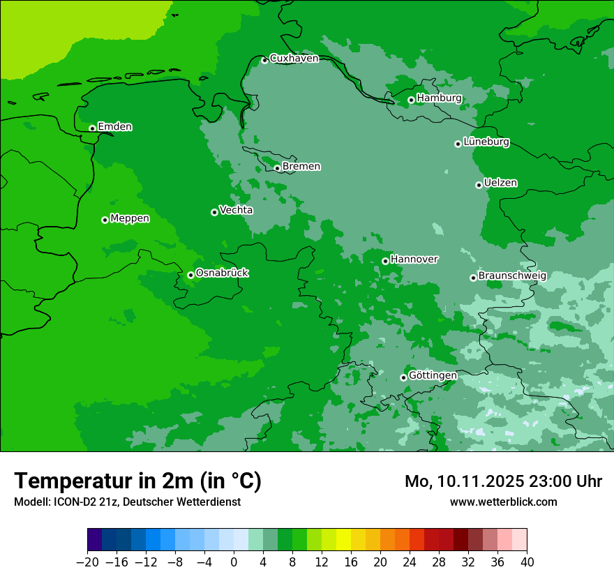 Modellkarten Temperatur