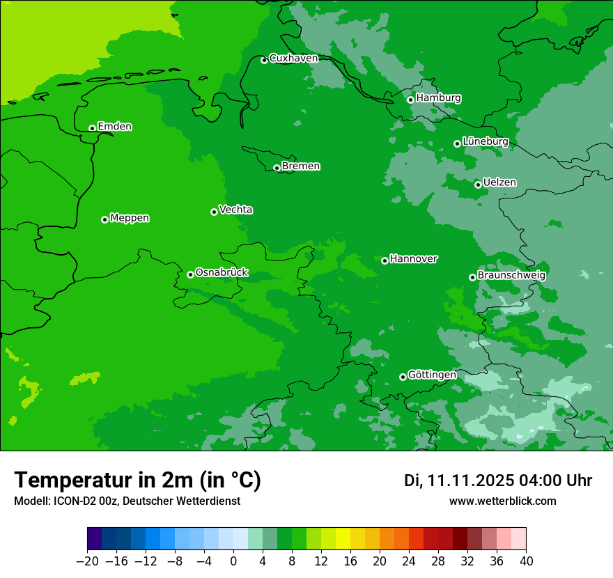 Modellkarten Temperatur