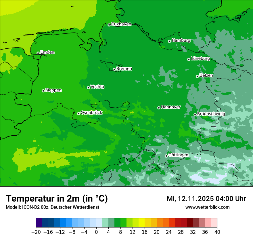 Modellkarten Temperatur