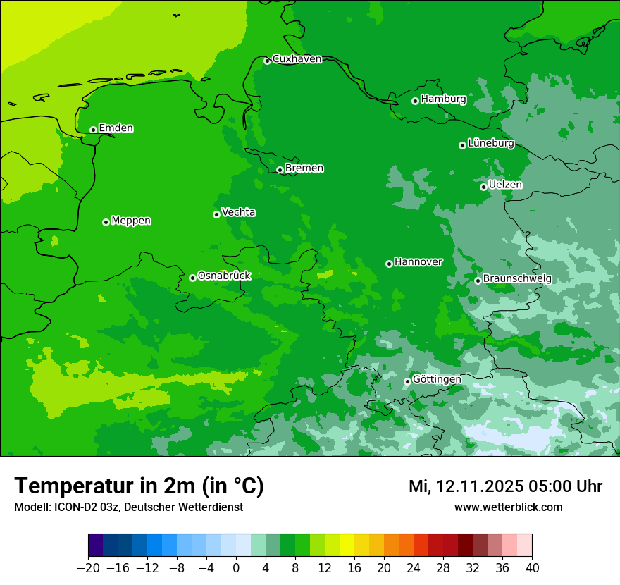 Modellkarten Temperatur