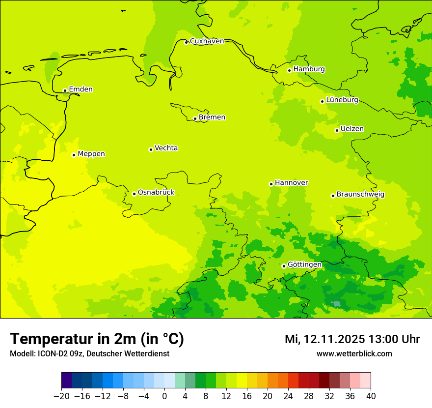 Modellkarten Temperatur