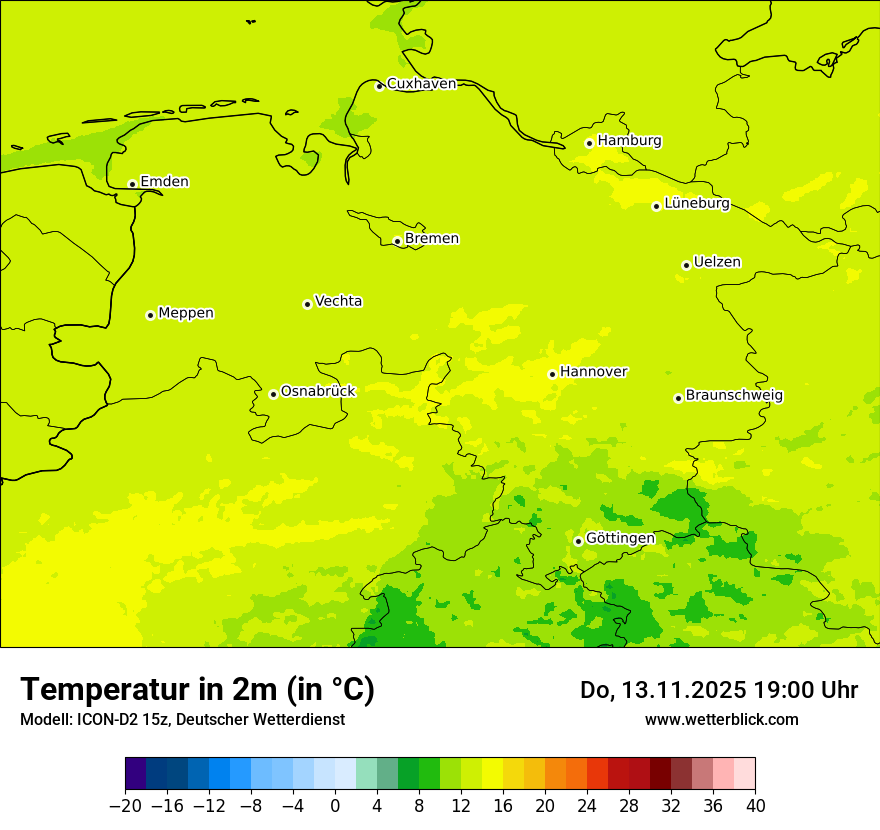 Modellkarten Temperatur