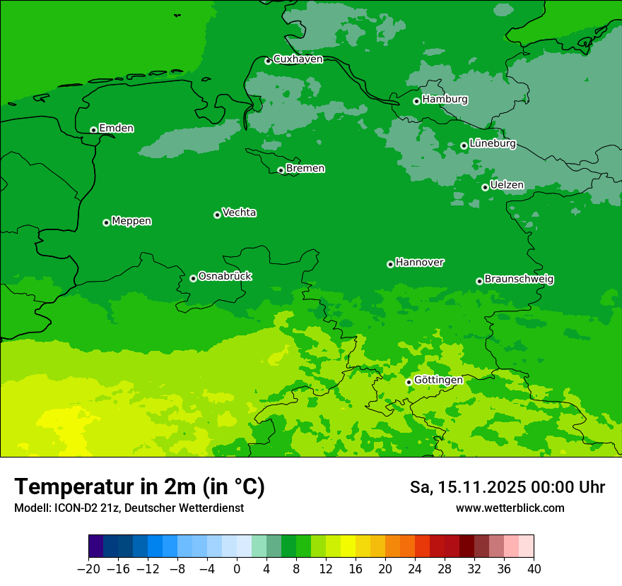 Modellkarten Temperatur
