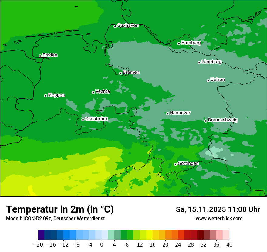 Modellkarten Temperatur