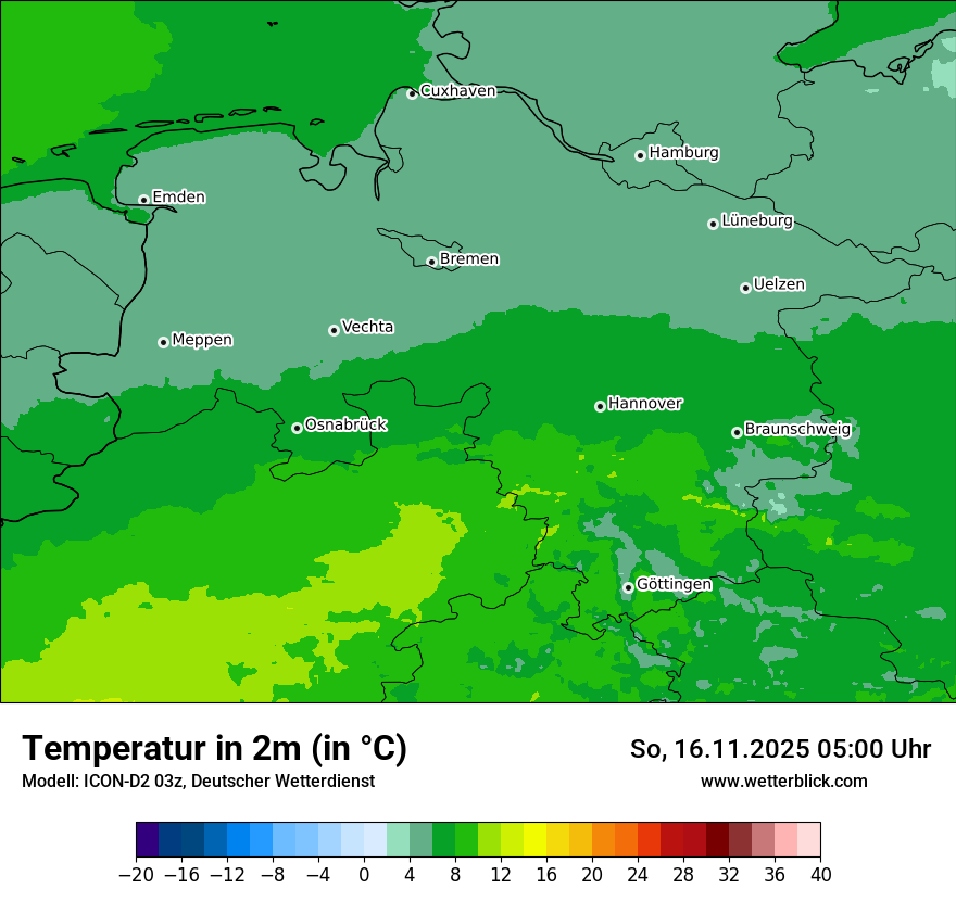 Modellkarten Temperatur