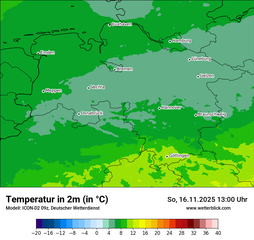 Modellkarten Temperatur