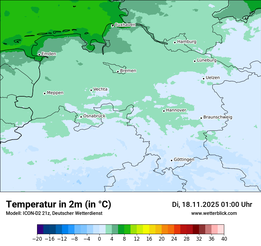 Modellkarten Temperatur