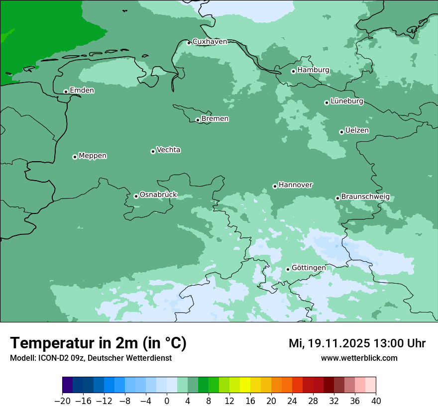 Modellkarten Temperatur